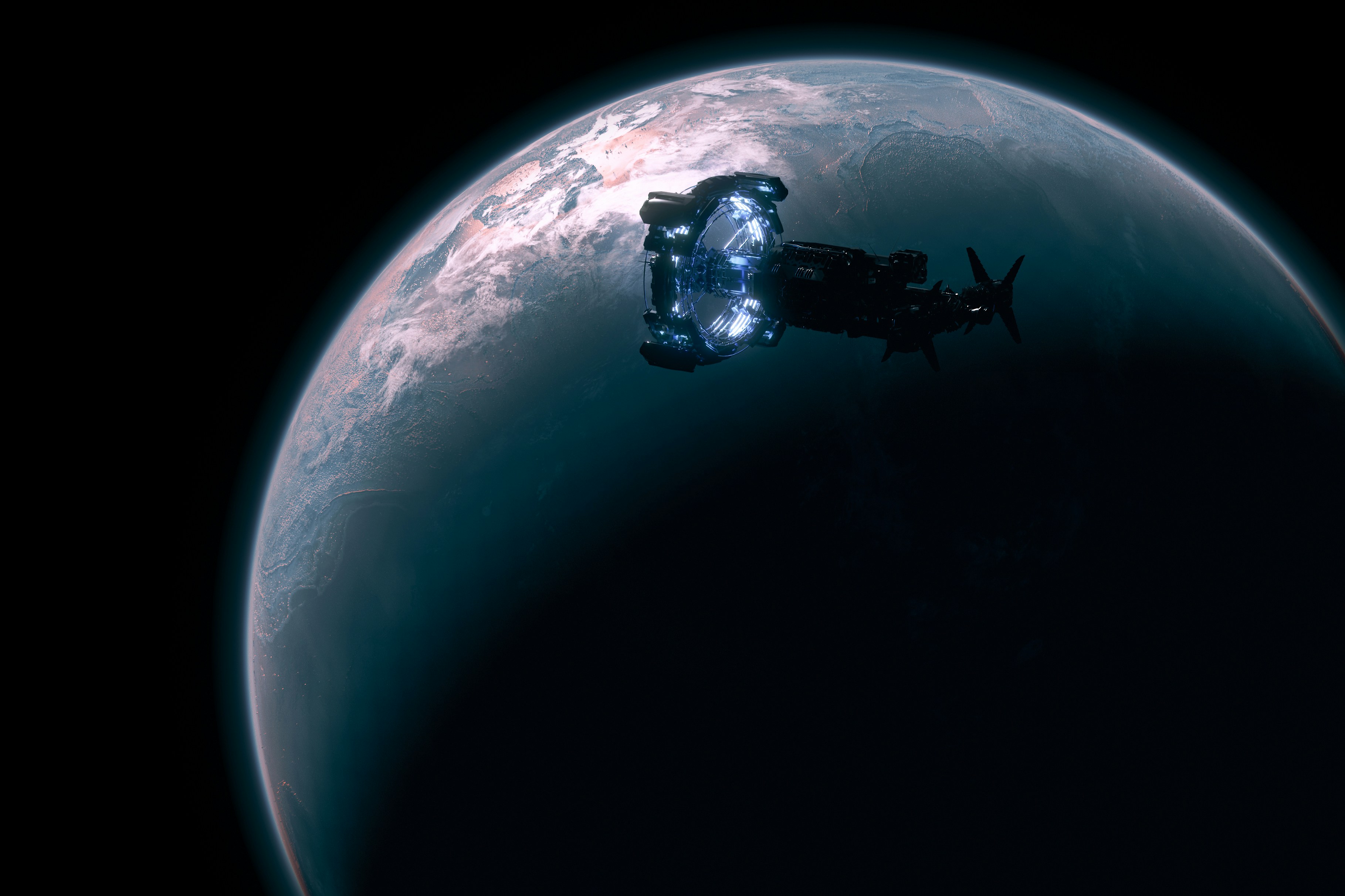 Ship orbiting planet